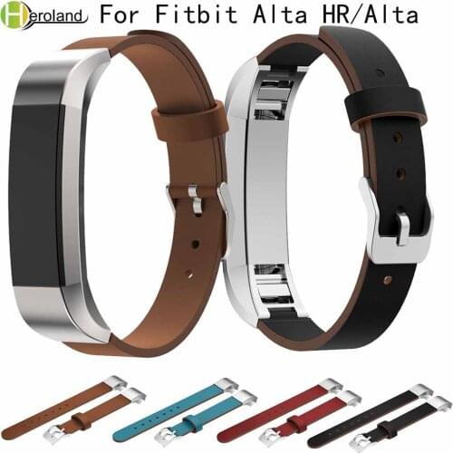 Luxury Genuine Leather Replacement Strap for Fitbit Alta/Alta HR Tracker wrist bracelet watchstrap Black watch band High Quality