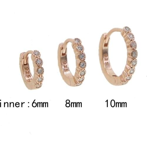 925 sterling silver fashion Round cubic zircon Circle earring mini ear bone ear buckle 6mm 8mm 10mm slim trendy female jewelry