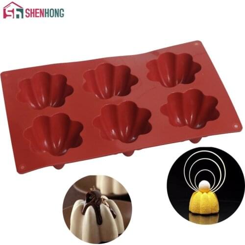 SHENHONG 6 Holes Flower Art Cake Mould 3D Silicone Decoration Mold Mousse Formy Baking Pastry Silikonowe Moule