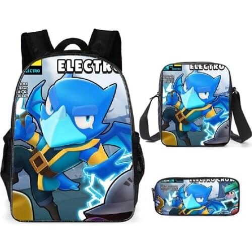 Cartoon Star Game Leon Anime Figure School Bag High Capacity Backpack Shoulder Bags Pencil Case Three Piece Suit Nylon Bag