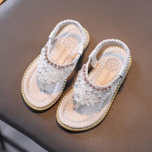 Flip Flops Summer Sandals Toddler Infant Kids Baby Girls Shining Rhinestones Princess Sandals Beach Shoes children Sandals Girls