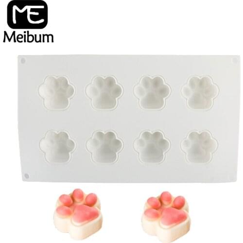Meibum 8 Cavity Mousse Cake Silicone Mold Cat Claw Shape French Dessert Fruit Jelly Not Sticky Mould Chocolate Cupcake Bake Tray