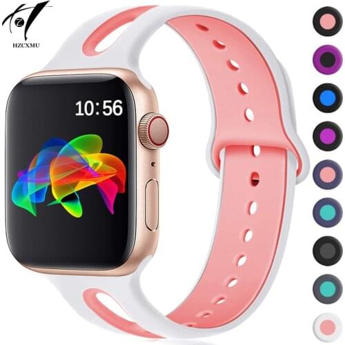 Silicone Strap For Apple Watch band 40mm 38mm 44mm 42mm Rubber wristband Sport belt bracelet iWatch serie 5 4 3 2 40 38 42 44 mm