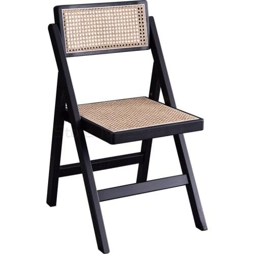 Nordic solid wood folding chair designer rattan DINING CHAIR Retro home balcony leisure restaurant back chair