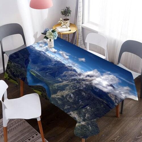 High Mountains Landscape Print Table Cloth Waterproof Rectangle Dining Table Cover For Living Room Kitchen Decoration Tablecloth