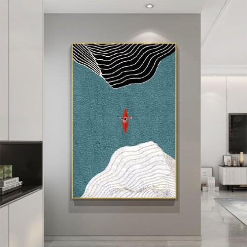 Modern Nordic Style Rowing In The Sea And Abstract Line Posters Scenery Pictures Decorate Living Room Wall Art Hd Print Canvas