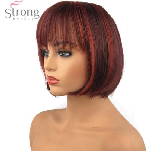 StrongBeauty Short Red Bob Wig Cosplay Womens Synthetic Capless Wig Natural Wigs