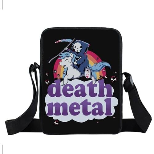 Heavy Metal Men Mini Messenger Bag Rock Skull Shoulder Bag Dark Gothic Crossbody Bags for Travel Teenager Bookbag Gift