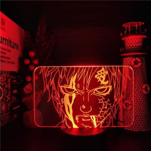 Naruto Anime LED Night Lights Gaara 3D Lamp Home Decoration Lighting Kids Baby Bedroom Decor Lampara De Noche Dormitorio Lampe