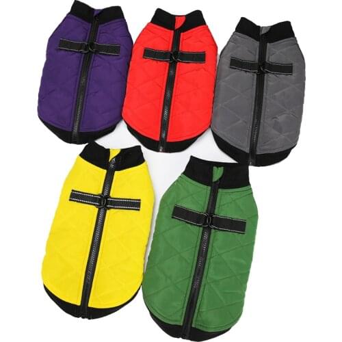 Warm Cotton Padded Dog Coat With Zipper Winter Dog Clothes for Small Medium Dogs Cold Weather Durable D Ring Dog Harness Jacket