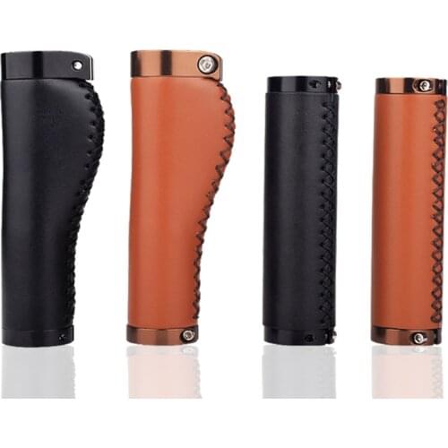 Bicycle Grips PU Leather Bicycle Handle Grips 1 Pair Mountain Bike Folding Bicycle Cycling Lockable Hand Sewing Handle Grips