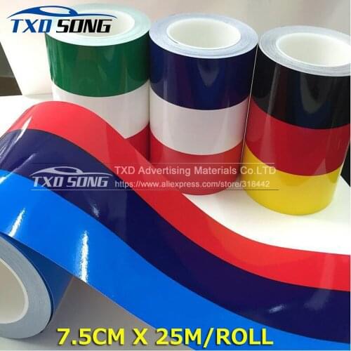 Whole Roll 7.CM*25M/Roll New Car Styling National Flag Car Wrap Sticker Germany France Italy Car Vinyl Film Sticker Accessories