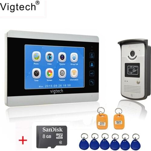 Vigtech7 inch LCD Video Doorbell Door phone Record Intercom System Infrared Night Vision Camera 8GB TF Card FREE SHIPPING