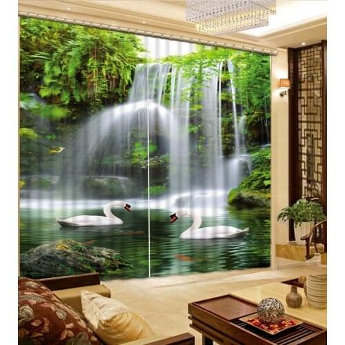 High quality Curtains Decoration European 3D Curtains For Living room Blackout waterfall curtains
