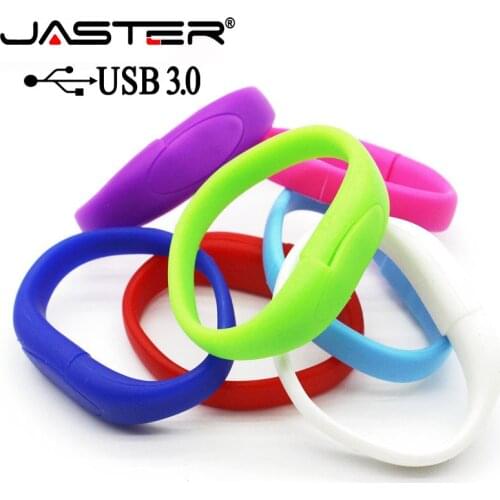 JASTER USB 3.0 High Speed Flash Drive Cartoon Color Silicone Bracelet Wristband 8GB 16GB 32GB 64GB 128GB Pen Drive Storage Disk