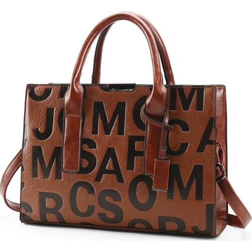 Women Handbag Letters Embossing High Quality Shoulder Bag
