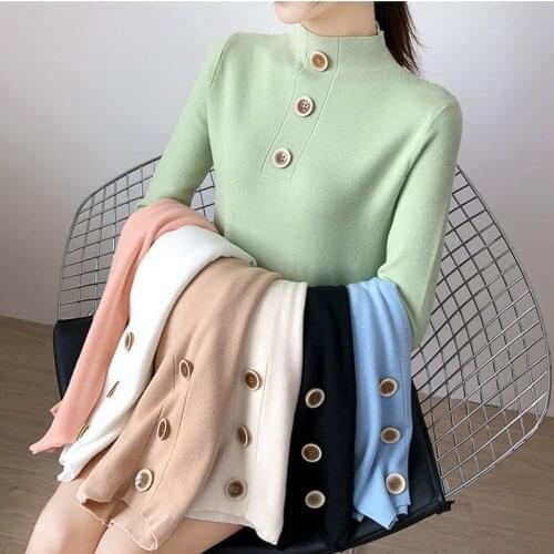 Jumper Pullover Long Sleeve Woman Korean Fashion Turtleneck Tops Womens Sweater Clothing Pulls Femme Automne Hiver Knitted 2021