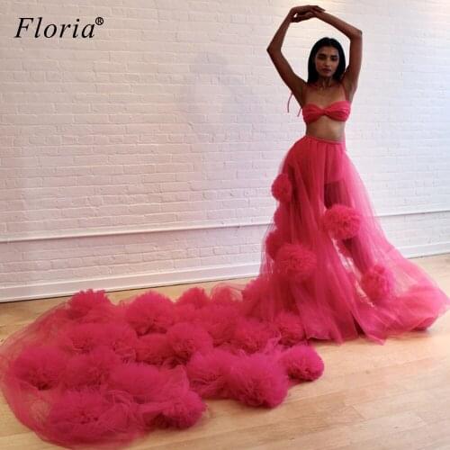 2020 Newest Fuchsia Evening Dresses Long Girls Photography Dresses Turkish Couture Women Sexy Celebrity Dress Vestidos Formales