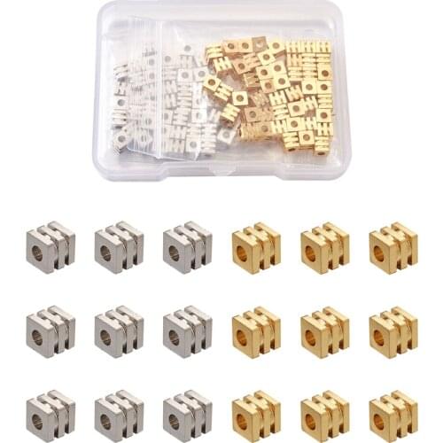 1 Box Flat Round Cube Brass Spacer Beads Mixed Color Findings for DIY Jewelry Bracelet Necklace Making Connectors Accessories