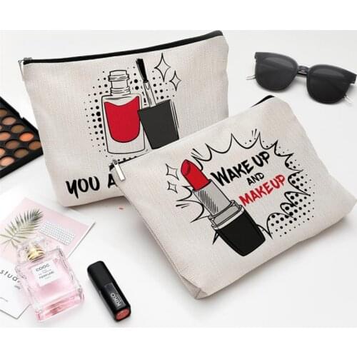 1pc Waterproof Cosmetic Storage Bag Cotton Linen Zipper Jewelry Bag 6 Style Portable Travel Toiletries Make Up Accessories