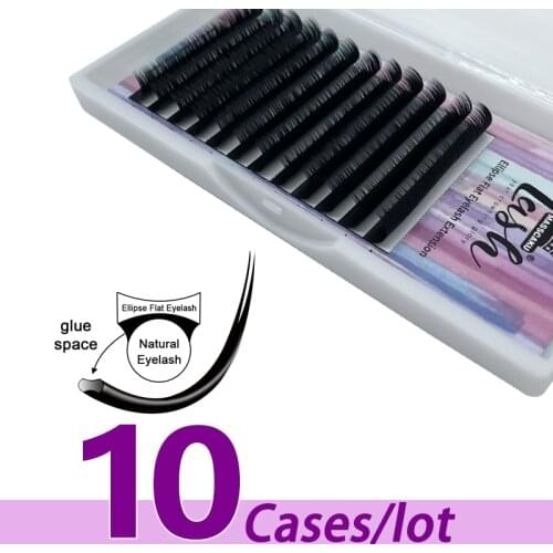 10pcs/lot Custom Private Label All Size Ellipse Lash Outstanding Quality Flat Eyelash Semi Permanent Ellipse Flat Eyelash