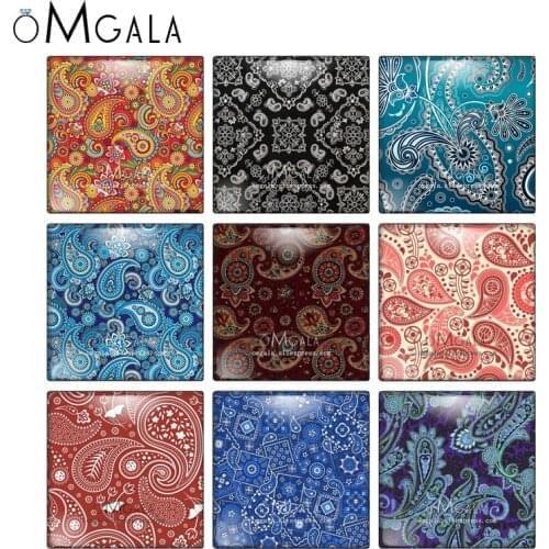 New Colorful Paisley Floral Patterns 10pcs mixed 12mm/20mm/25mm/30mm photo glass cabochon demo flat back Making findings