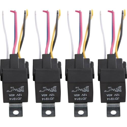 5pcs 5-Pin Relay 30/40A Automotive Relay With Socket Lines For Car 12V Fit For Auto Equipment Car Audio Systems Safety Systems