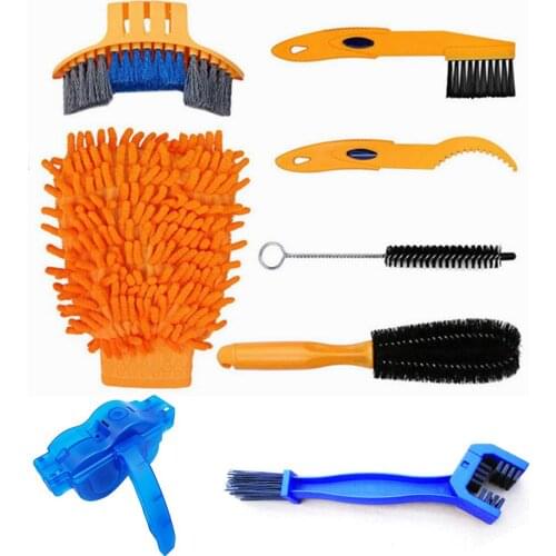 8 PCS Bike Chain Cleaner Clean Machine Brushes Cycling Cleaning Kit Bicycle Brush Maintenance Tool for Mountain