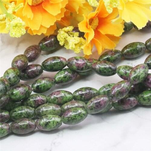 8x12mm Rice Red Green Epidote Chalcedony Stone Loose Beads Women Girl Natural Jaspers Hand Made Fashion Jewelry Making Design