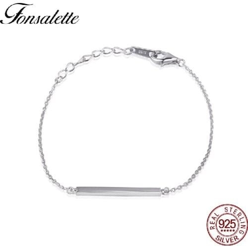 Fonsalette 925 Sterling Silver Bar Bracelet Minimalism Line Bracelet Chain Simplify Stick Bracelets&Bangles wholesale gift ZK30