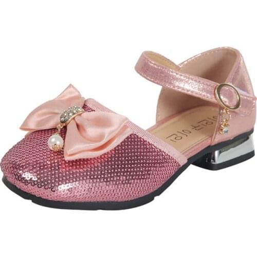 CUZULLAA Kids Glitter Flat Casual Shoes For Girls Butterfly-Knot Shoes Children Summer Hook & Loop Shoes Size 27-37