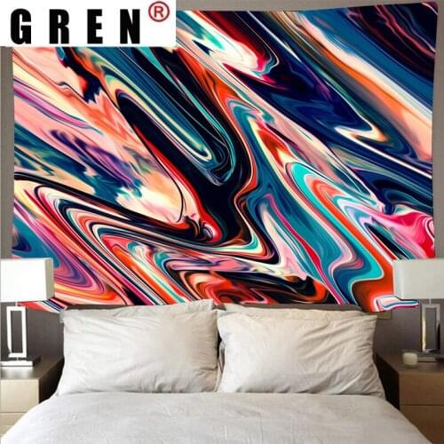 GREN Mysterious Colorful Painted Wall Large Art Tapestry Psychedelic Wall Hanging Beach Towel Polyester Fiber Blanket Decor