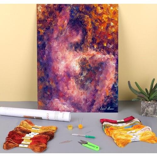 Oil Painting Style Ternura Printed Fabric 11CT Cross Stitch DIY Embroidery Patterns DMC Threads Painting Handicraft Magic