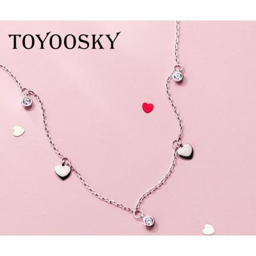 925 Sterling Silver Necklace Women Chokers Love Heart Necklace Jewelry Simple Single Crystal Love Short Choker Collar Jewelry