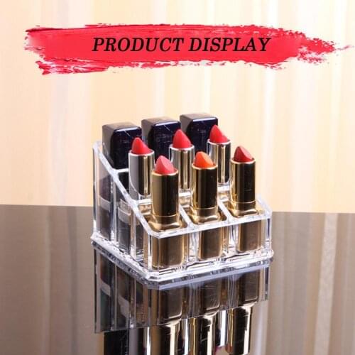 9 Grid Lipstick Box Acrylic Makeup Organizer Storage Box Lipstick Nail Polish Display Stand Holder Cosmetic Organizer Box