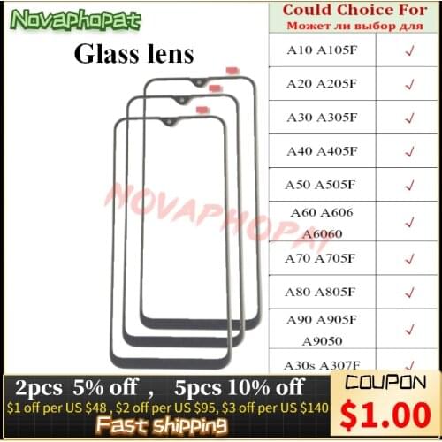 Cover On Front Digitizer LCD Sensor Glass Panel For Samsung Galaxy A10 A20 A30 A40 A50 A60 A70 Touch Screen Glass lens