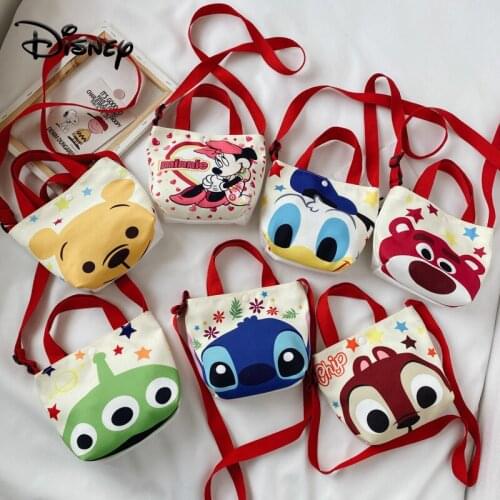 Disney Cute Disney Backpack Minnie Mouse Diagonal Shoulder Bag Portable Korean Canvas Small Bag Kid Girls Coin Purse Girls Bag