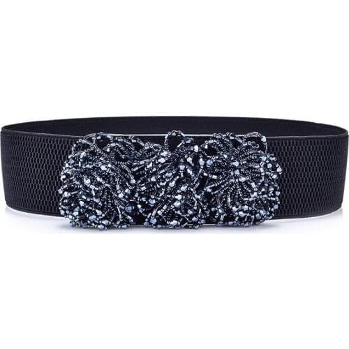 Fashion Women Elastic Wide Corset Belt For Women Glass Crystal Ceinture Ladies Thin Rhinestone inlaid Belt Waist Girdle SJ18