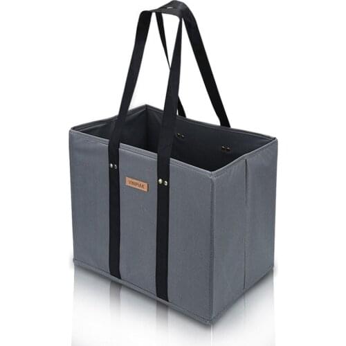 Washable Reusable Grocery Shopping Bags Oxford Cloth Made Foldable Large Durable Sanding Tote with Reinforced Sides and Bottoms
