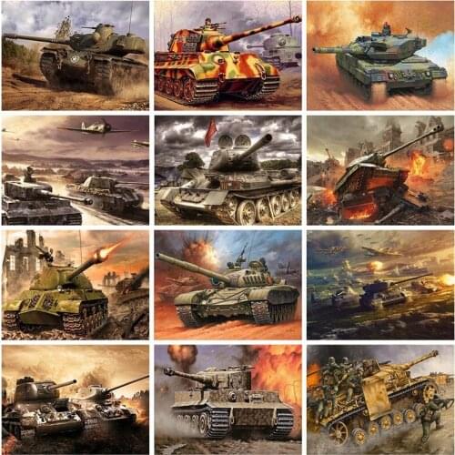 Diamond Painting Kits Full Round With AB Drill Tank 5D DIY Scenery Mosaic Full Layout Home Room Decor Gift Diamond Art Painting
