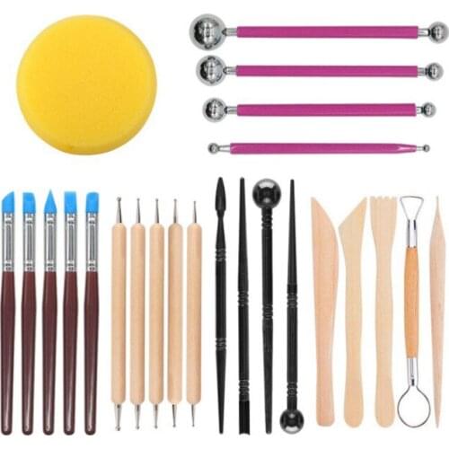 24 Pieces Sets Clay Sculpture Pottery Tools Combination DIY Clay Modeling Clay Soft Clay Sculpture Pottery & Ceramics Tools Set
