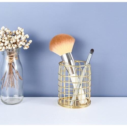 INS Desktop Pen Holder Office School Storage Box Home Decoration Makeup Storage Metal Gold Rose Gold Box Desk Pen Holder D50