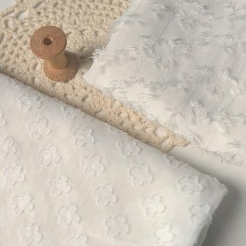 Off-white Plum Blossom Hair Broken Jacquard Fabric Sun Protection Clothing Blouse Shirt Dress Diy Clothing Fabric