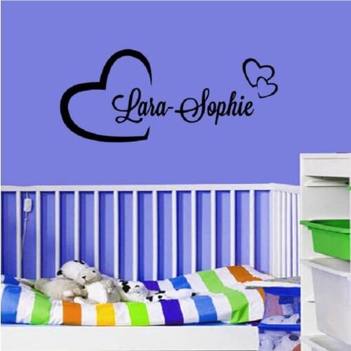 Personalized Custom Your Name In Hearts Vinyl Decal Nursery Wall Sticker Kids Girl Bedroom Art Decorative Mural Poster DIY Y-595