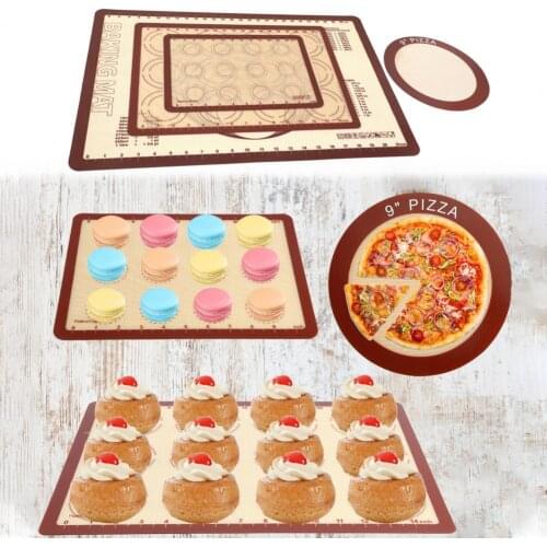 Portable Baking Mat Clear Scale Baking Silicone Mat Non Stick Washable Fiber-glass Roll Up Receive Oven Liner Mat Kitchen Tools