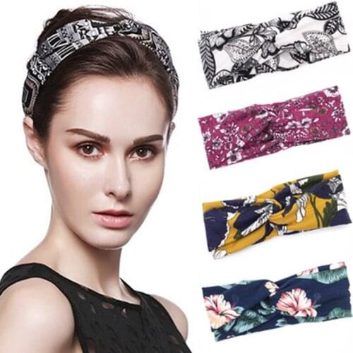 Printted Headband Elastic Cross Tie Girls Bandanas Hairband Fashion Hair Accessories Turban Ornament Headwear Women