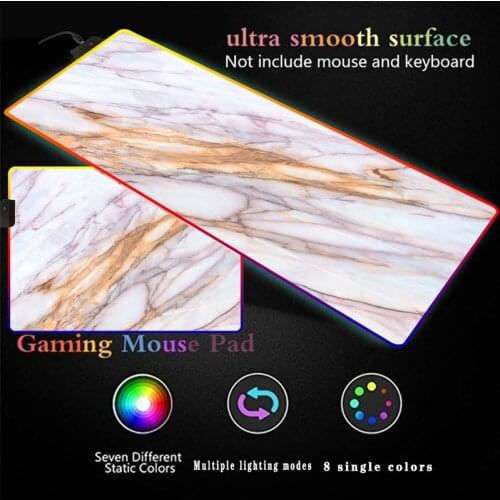 Marble Texture RGB Mouse Pad Gaming Mouse Pad Large Computer Mouse Pad Gamer XXL Mousepad Backlight Mouse Pad Keyboard Desk Mat
