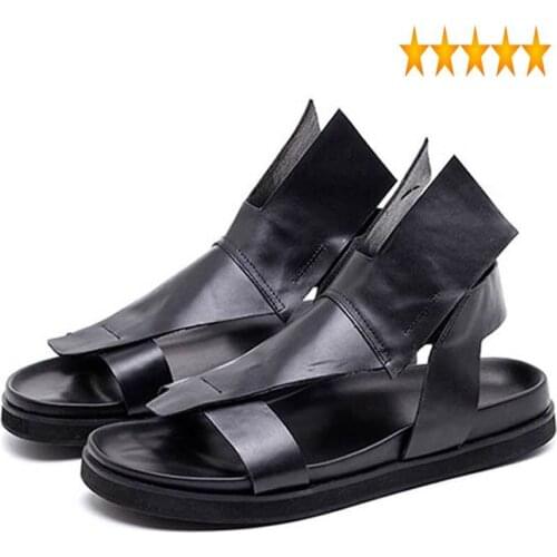 Men 2021 Summer Italy New Gladiator Beach Casual Genuine Leather Personality Open Toes Thick Platform Shoes Male Sandals