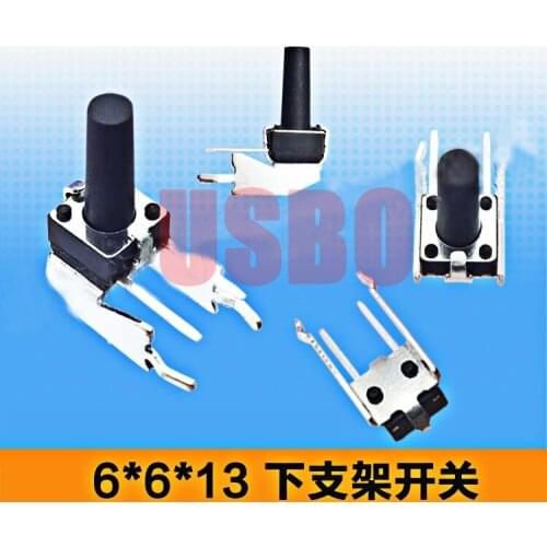 2 Legs Touch Tact Switch Push Button Switch Supporting Horizontal Bracke Black Hight Quality 6*6*13mm