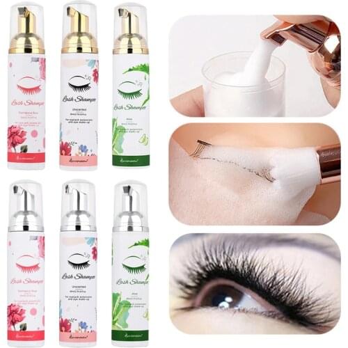 80ml Lash Cleaning Shampoo Eyelash Extension Mousse with Brush Eye Lash Lift Foam Lash Glue Makeup Eyebrown Clean Tool Wholesale